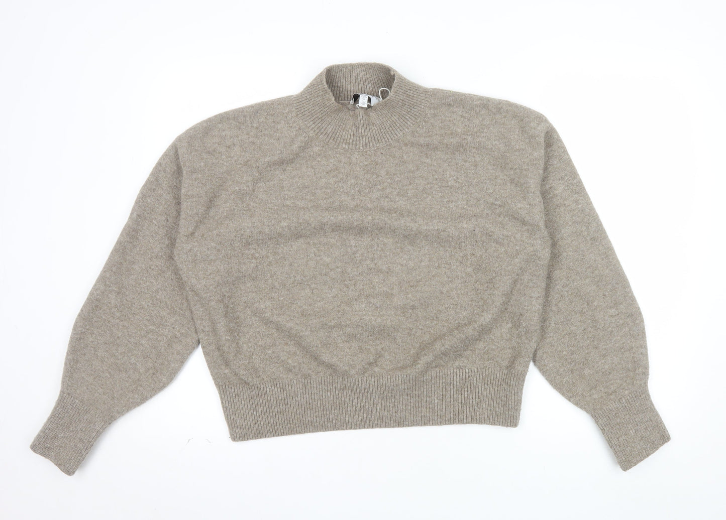 & Other Stories Women Beige Mock Neck Wool Blend Pullover Jumper Size 12