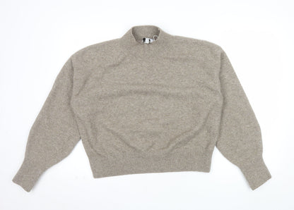 & Other Stories Women Beige Mock Neck Wool Blend Pullover Jumper Size 12