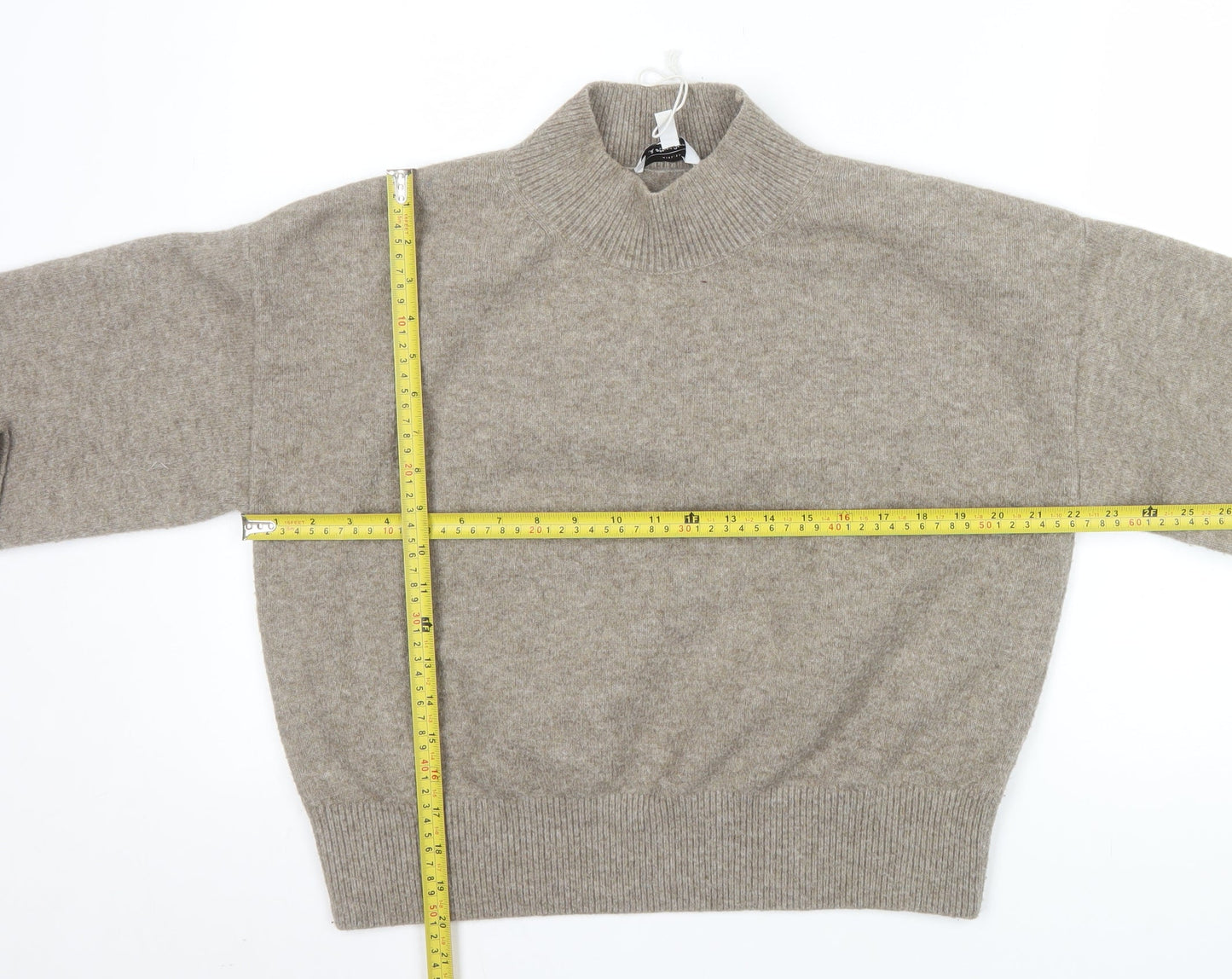 & Other Stories Women Beige Mock Neck Wool Blend Pullover Jumper Size 12