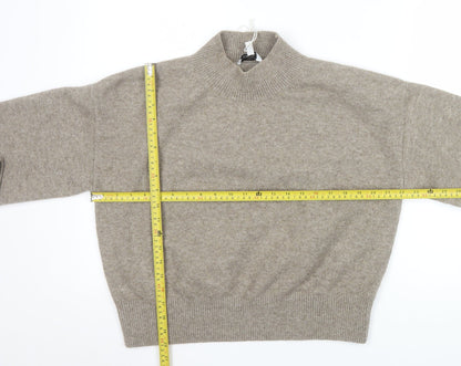 & Other Stories Women Beige Mock Neck Wool Blend Pullover Jumper Size 12