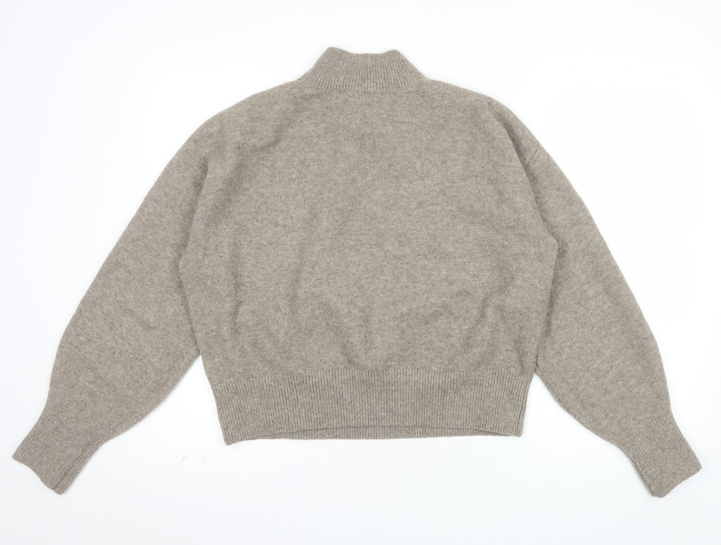 & Other Stories Women Beige Mock Neck Wool Blend Pullover Jumper Size 12