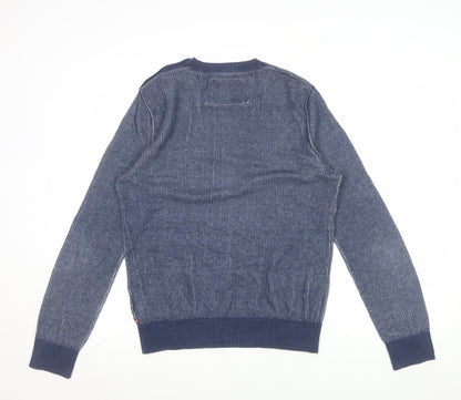 Banana Republic Men’s Blue Cotton Crew Neck Button Jumper Size S
