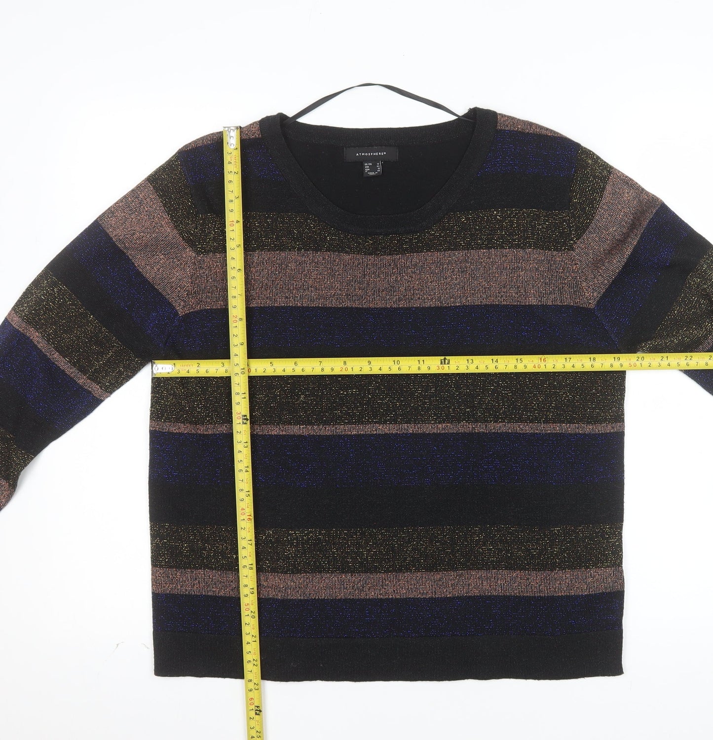 Atmosphere Women’s Multicoloured Striped Sparkly Pullover Jumper Size 14