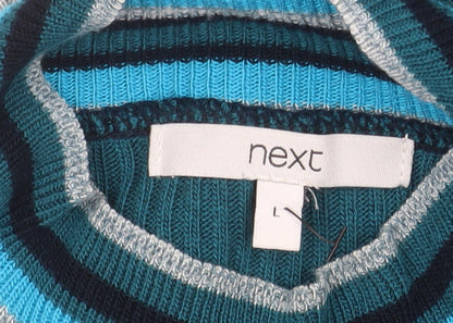 Next Women’s Multicoloured Striped Knit Bodycon Roll Neck Dress Size L