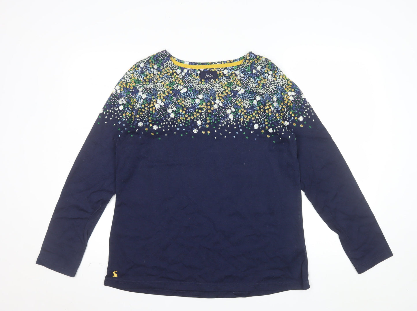 Joules Womens Blue Floral Long Sleeve Cotton T-Shirt Size 16
