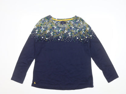 Joules Womens Blue Floral Long Sleeve Cotton T-Shirt Size 16