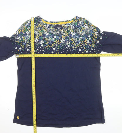 Joules Womens Blue Floral Long Sleeve Cotton T-Shirt Size 16