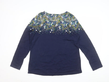 Joules Womens Blue Floral Long Sleeve Cotton T-Shirt Size 16