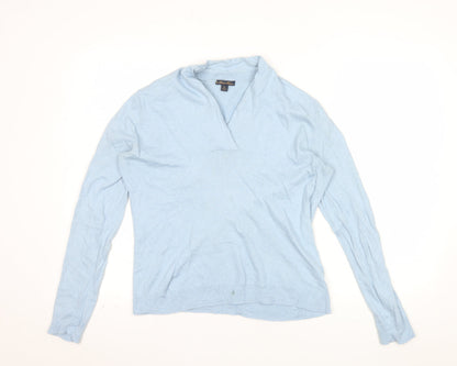 Brooks Brothers Women's Blue Cashmere Silk V-Neck Jumper XL