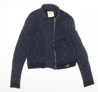 Hollister Womens Blue Full Zip Knit Cardigan Small Classic Fit