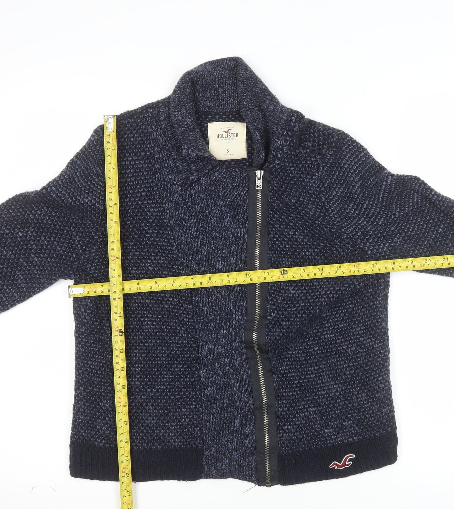 Hollister Womens Blue Full Zip Knit Cardigan Small Classic Fit