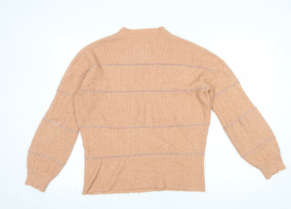 Oasis Women’s Beige Mock Neck Cable-Knit Wool Blend Jumper Size S