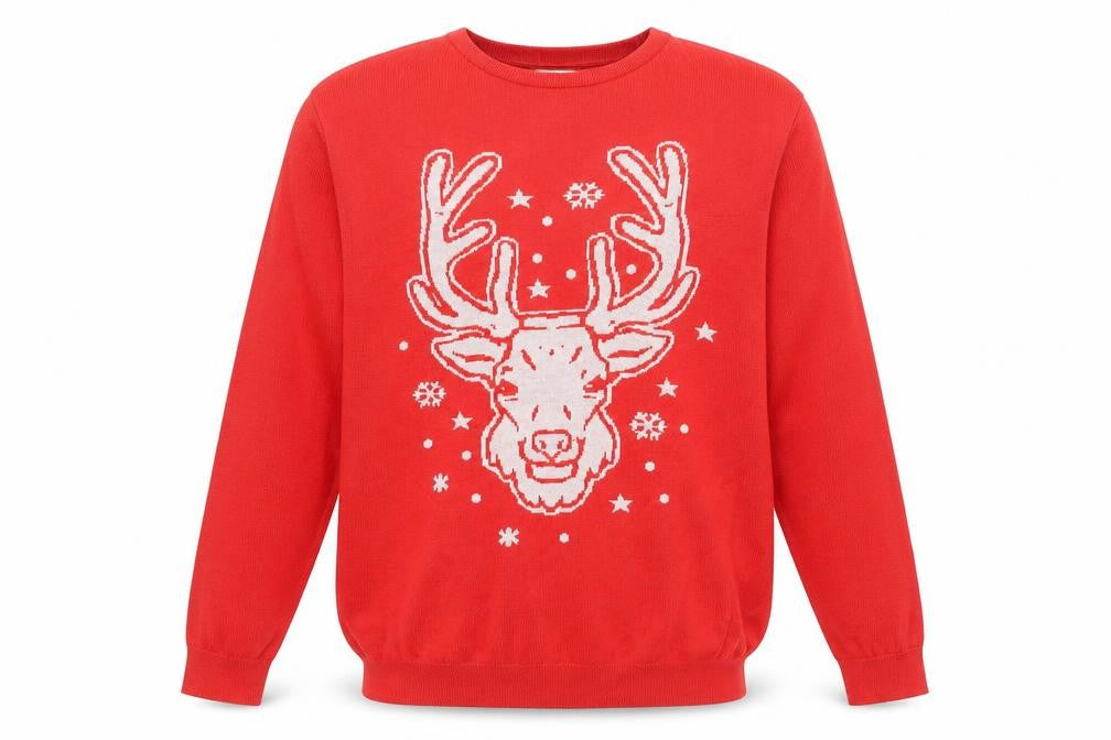 George Men's Red XL Reindeer Christmas Pullover Jumper