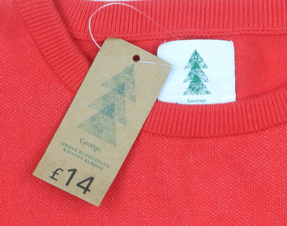 George Men's Red XL Reindeer Christmas Pullover Jumper