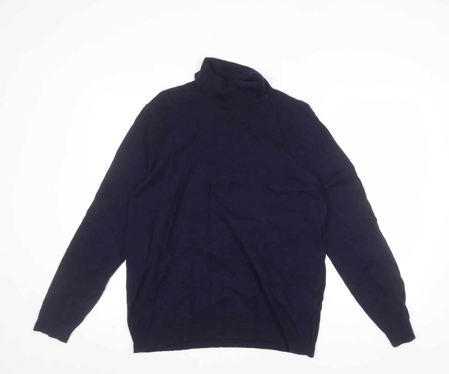 Burton Menswear London Men's Blue Roll Neck Cotton Jumper L