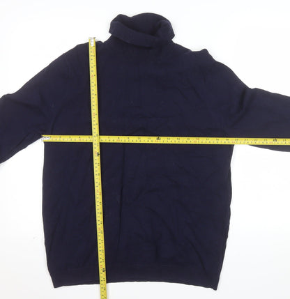 Burton Menswear London Men's Blue Roll Neck Cotton Jumper L