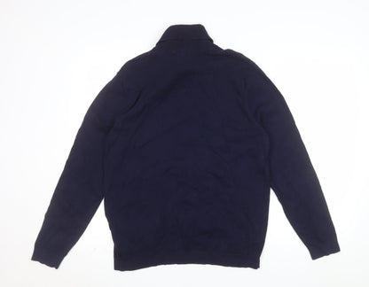 Burton Menswear London Men's Blue Roll Neck Cotton Jumper L