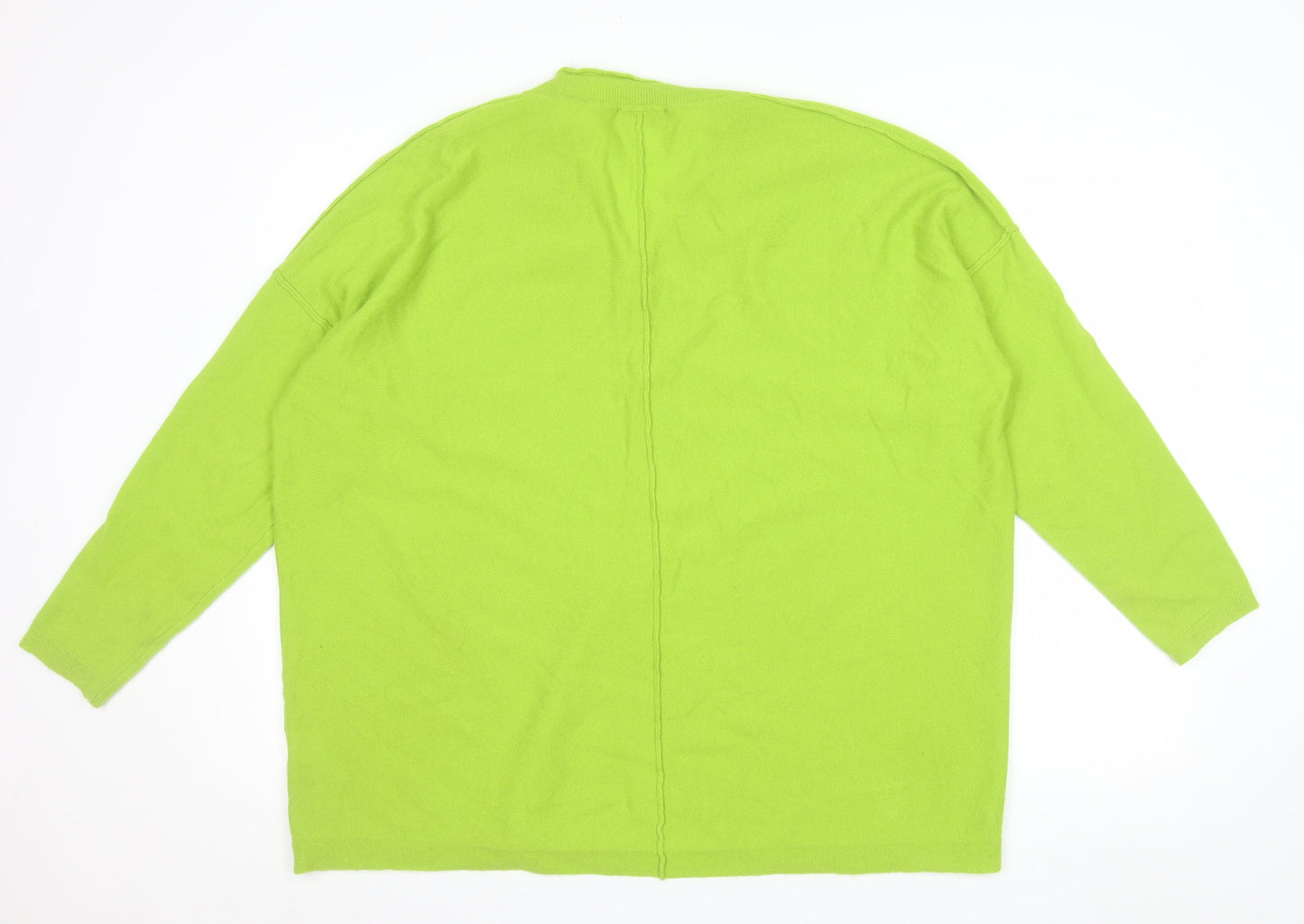 Sahara Women’s Green Wool Cashmere V-Neck Relaxed Fit Jumper S/M