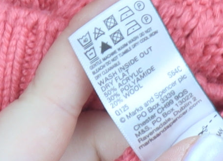Marks and Spencer Per Una Women's Pink Cable Knit Cardigan S