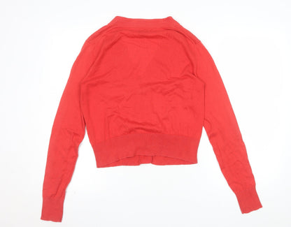 Hobbs Women Red Cotton Long Sleeve Cardigan Size 12
