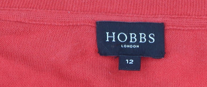 Hobbs Women Red Cotton Long Sleeve Cardigan Size 12