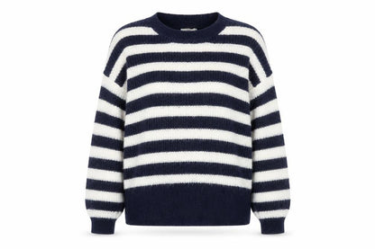 L.O.G.G. Women Navy White Striped Crew Neck Pullover Jumper M
