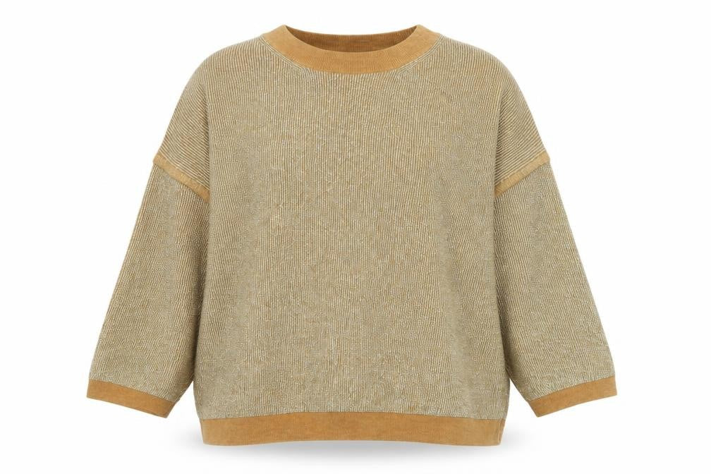 Tu Women Gold Metallic Knit Crew Neck Pullover Jumper Size 20