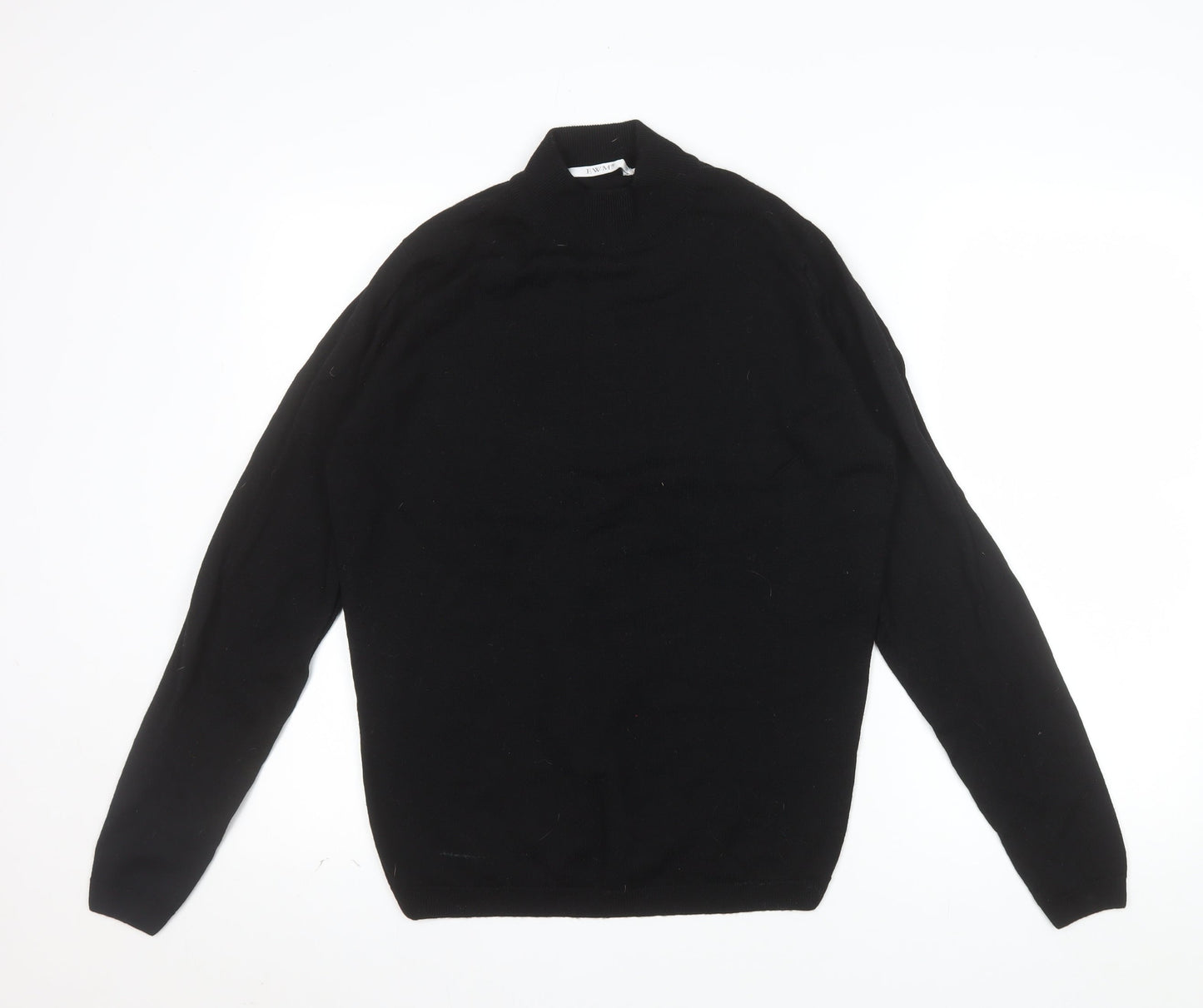EWM Women Black Wool Mock Neck Long Sleeve Pullover Jumper Size 14-16