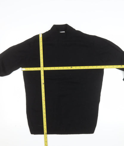 EWM Women Black Wool Mock Neck Long Sleeve Pullover Jumper Size 14-16