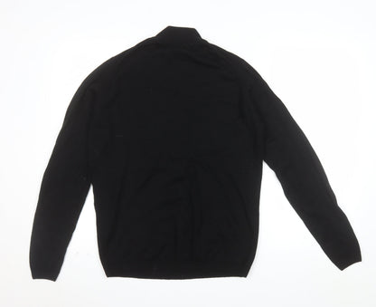 EWM Women Black Wool Mock Neck Long Sleeve Pullover Jumper Size 14-16