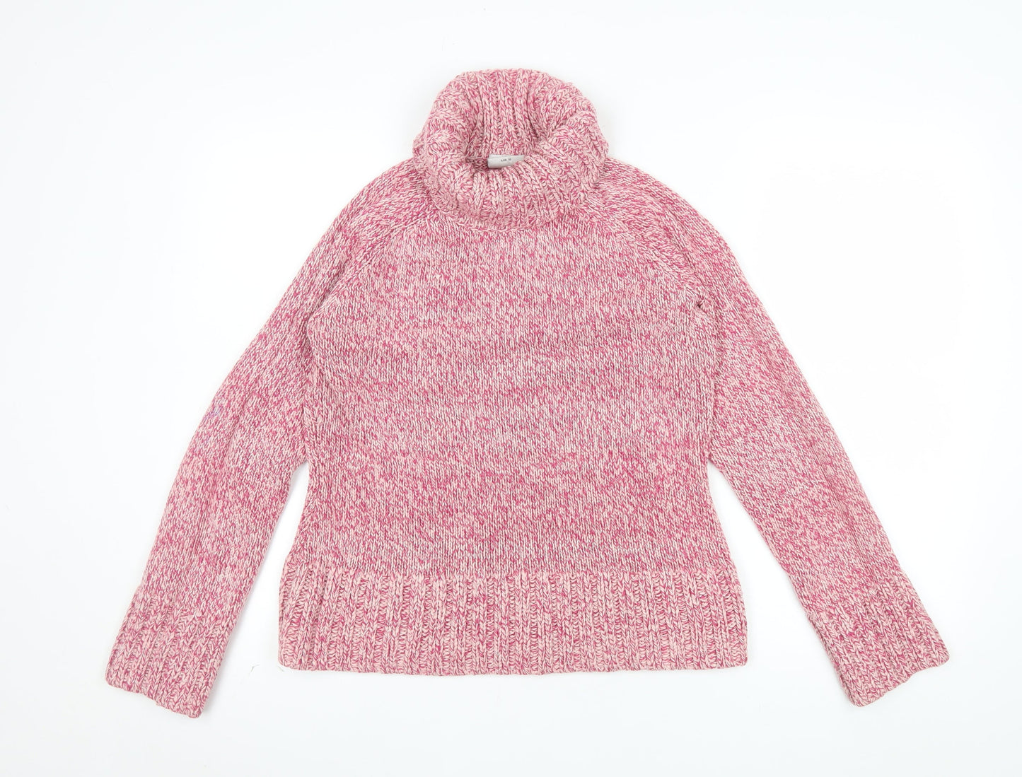 Next Women Pink Roll Neck Chunky Knit Jumper UK 12 Long Sleeve
