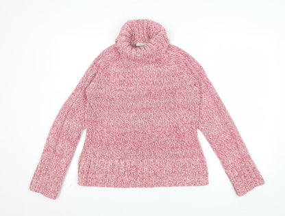 Next Women Pink Roll Neck Chunky Knit Jumper UK 12 Long Sleeve