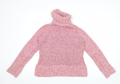 Next Women Pink Roll Neck Chunky Knit Jumper UK 12 Long Sleeve