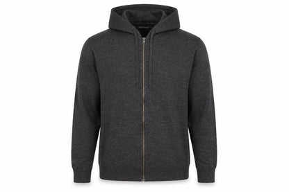French Connection Men's Grey Wool Full Zip Hooded Jumper Size L