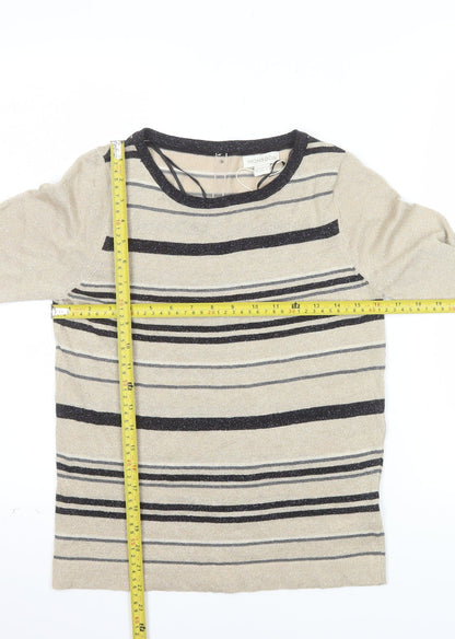 Monsoon Women Beige Striped Knit Long Sleeve Top Size 10