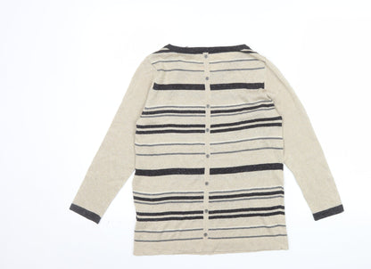 Monsoon Women Beige Striped Knit Long Sleeve Top Size 10