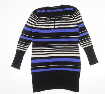 Fransa Women's Multicoloured Striped Long Sleeve Pullover Jumper L