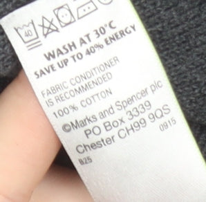 Marks and Spencer Men's Grey Cotton V-Neck Jumper L Regular Fit