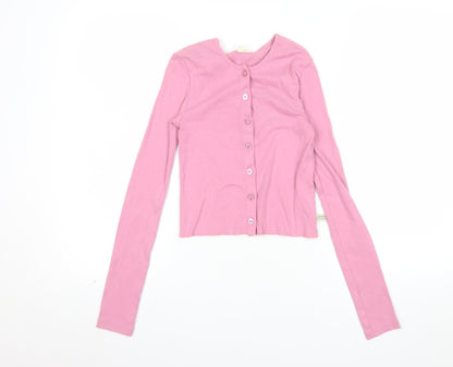 Urban Outfitters Womens Pink XS Cropped Button-Up Cotton Cardigan