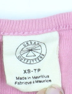 Urban Outfitters Womens Pink XS Cropped Button-Up Cotton Cardigan