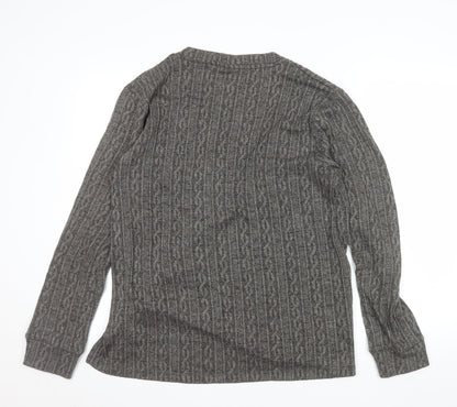 DAGi Women Grey Cable-Knit V-Neck Long Sleeve Jumper XL
