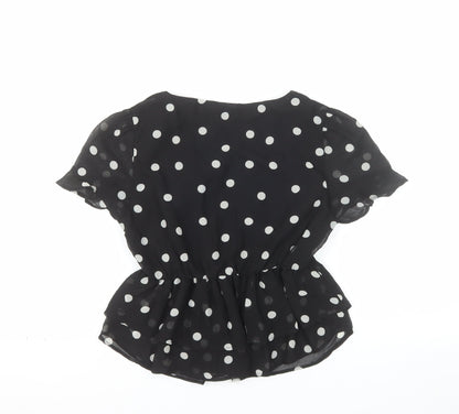 Pimkie Women’s Black Polka Dot Chiffon Tunic Blouse XS