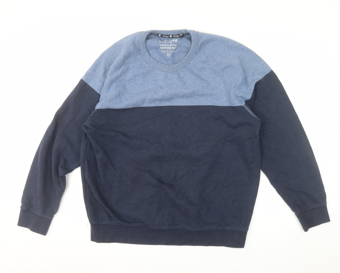 FatFace Men's Blue XL Colour Block Crew Neck Sweatshirt