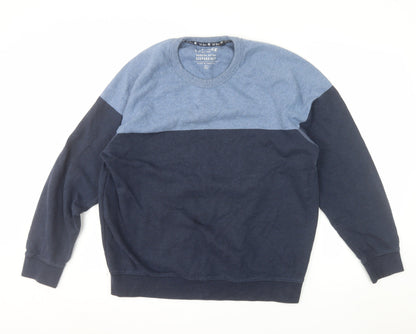 FatFace Men's Blue XL Colour Block Crew Neck Sweatshirt