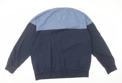 FatFace Men's Blue XL Colour Block Crew Neck Sweatshirt