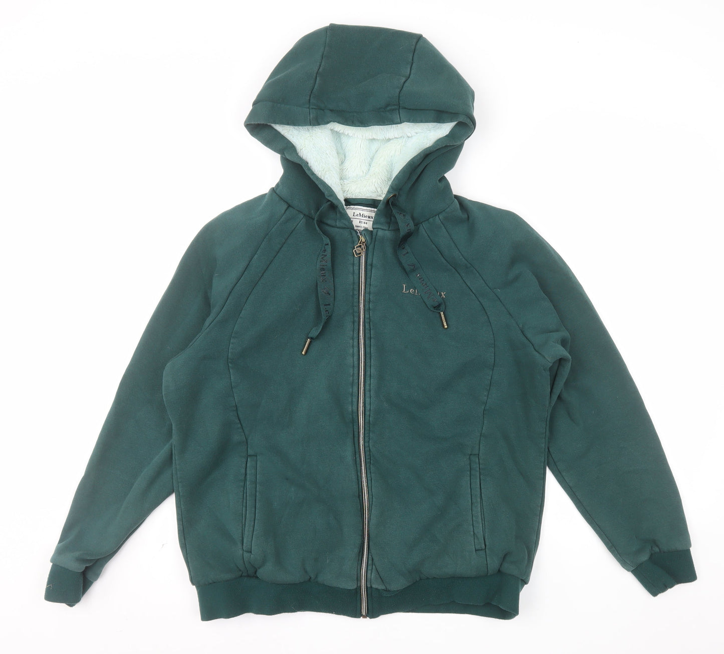 LeMieux Womens Green Full Zip Hooded Sweatshirt UK16 Lined Fleece