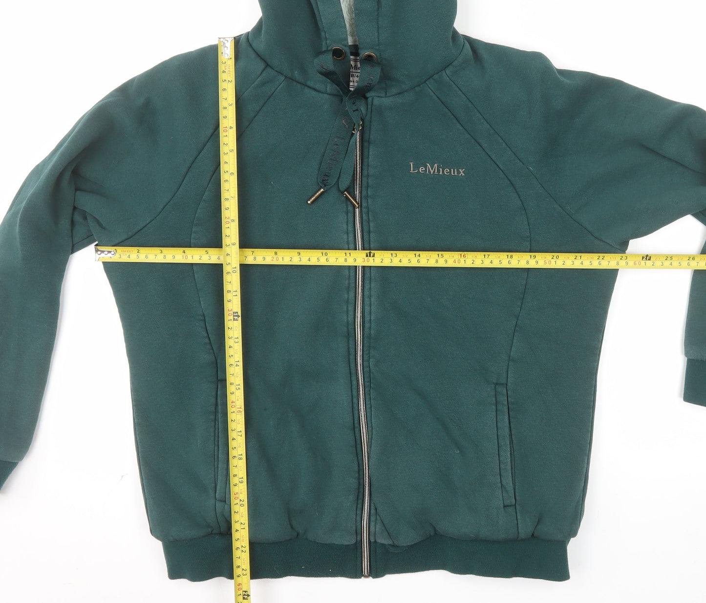 LeMieux Womens Green Full Zip Hooded Sweatshirt UK16 Lined Fleece
