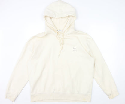 ZARA Womens Beige Pullover Hoodie Size 14 Cotton Blend Casual