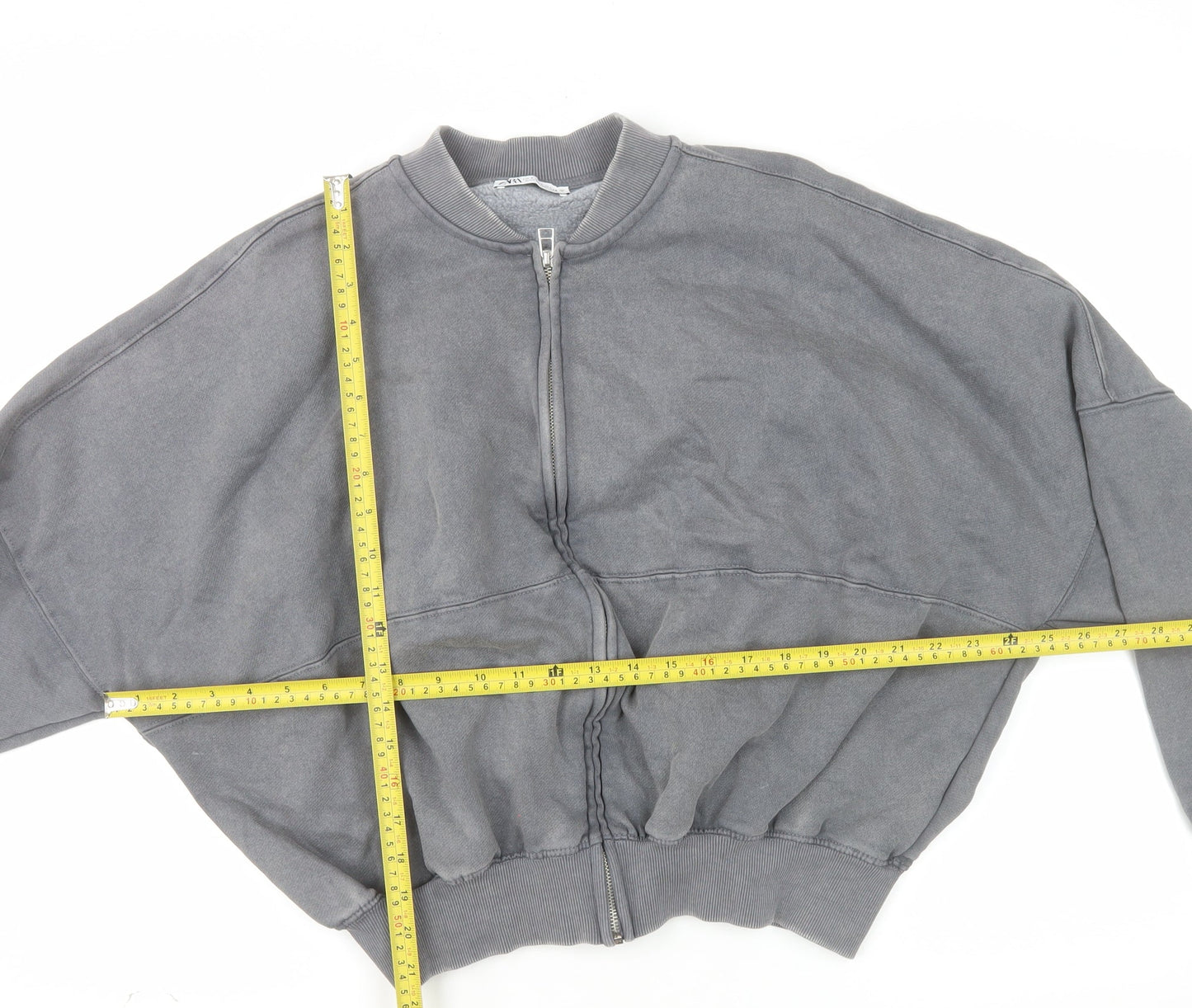 ZARA Womens Grey Full Zip Sweatshirt Size 10 Relaxed Fit