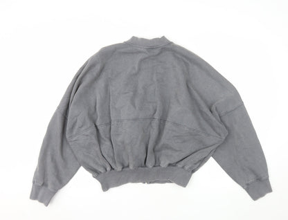 ZARA Womens Grey Full Zip Sweatshirt Size 10 Relaxed Fit